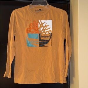 Kid’s Timberland Tan Long Sleeve with Graphic Design